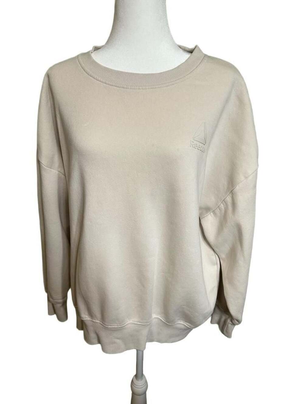 Reebok Women's Beige Pullover Crew Neck Sweatshirt, XXL/EEG/TTG